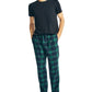 Conjunto de 2 peças de camiseta lisa clássica e calça de pijama de flanela xadrez masculina Nautica, tamanho médio, preto