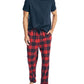 Conjunto de 2 peças de camiseta lisa clássica e calça de pijama de flanela xadrez masculina Nautica, tamanho azul médio