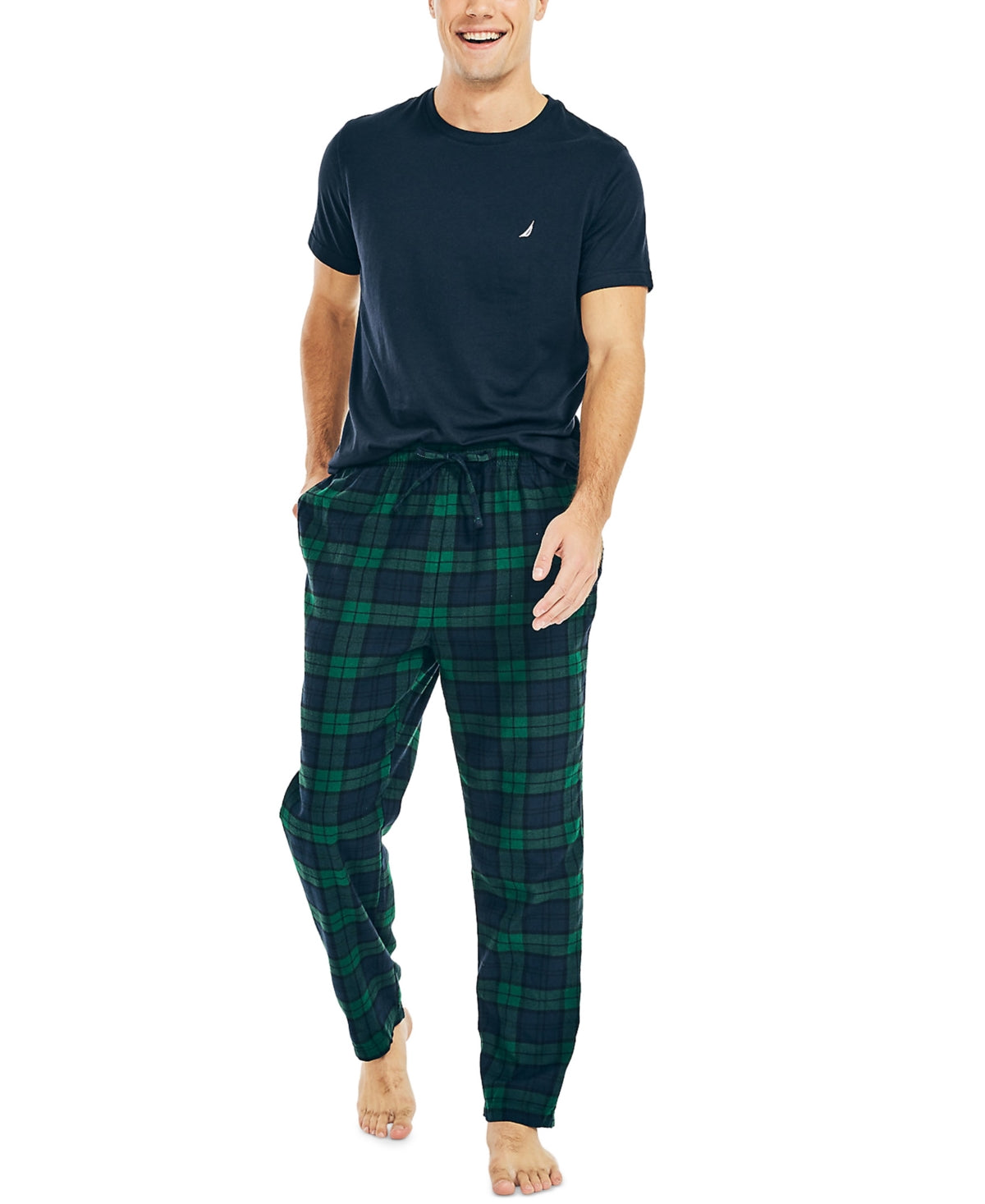 Conjunto de pijama de flanela masculino Nautica azul tamanho XX-G