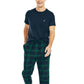 Conjunto de pijama de flanela masculino Nautica azul tamanho XX-G