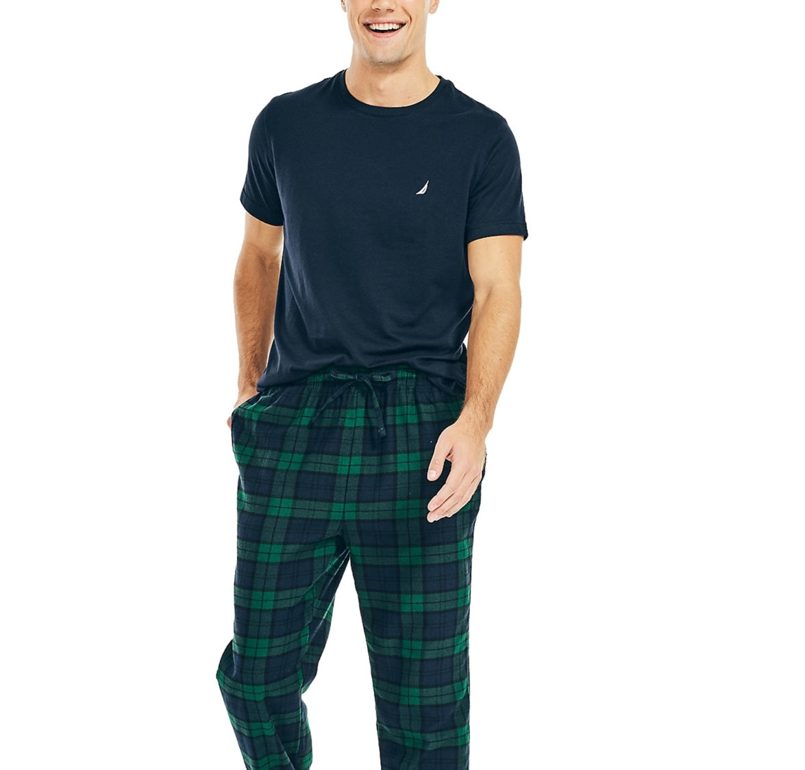 Conjunto de pijama de flanela masculino Nautica azul tamanho XX-G