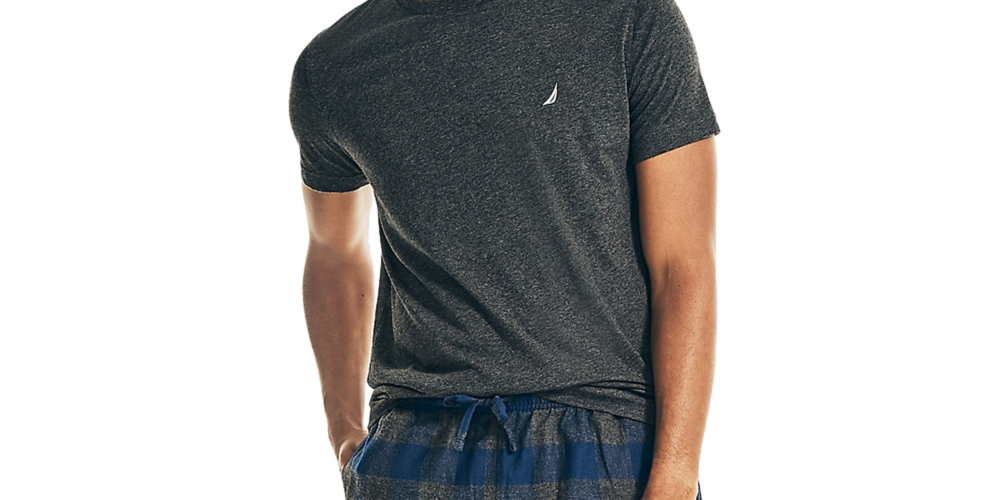 Conjunto de pijama de flanela masculino Nautica cinza tamanho grande