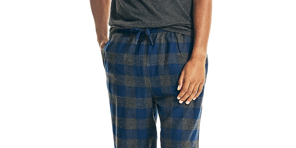 Conjunto de pijama de flanela masculino Nautica cinza tamanho grande