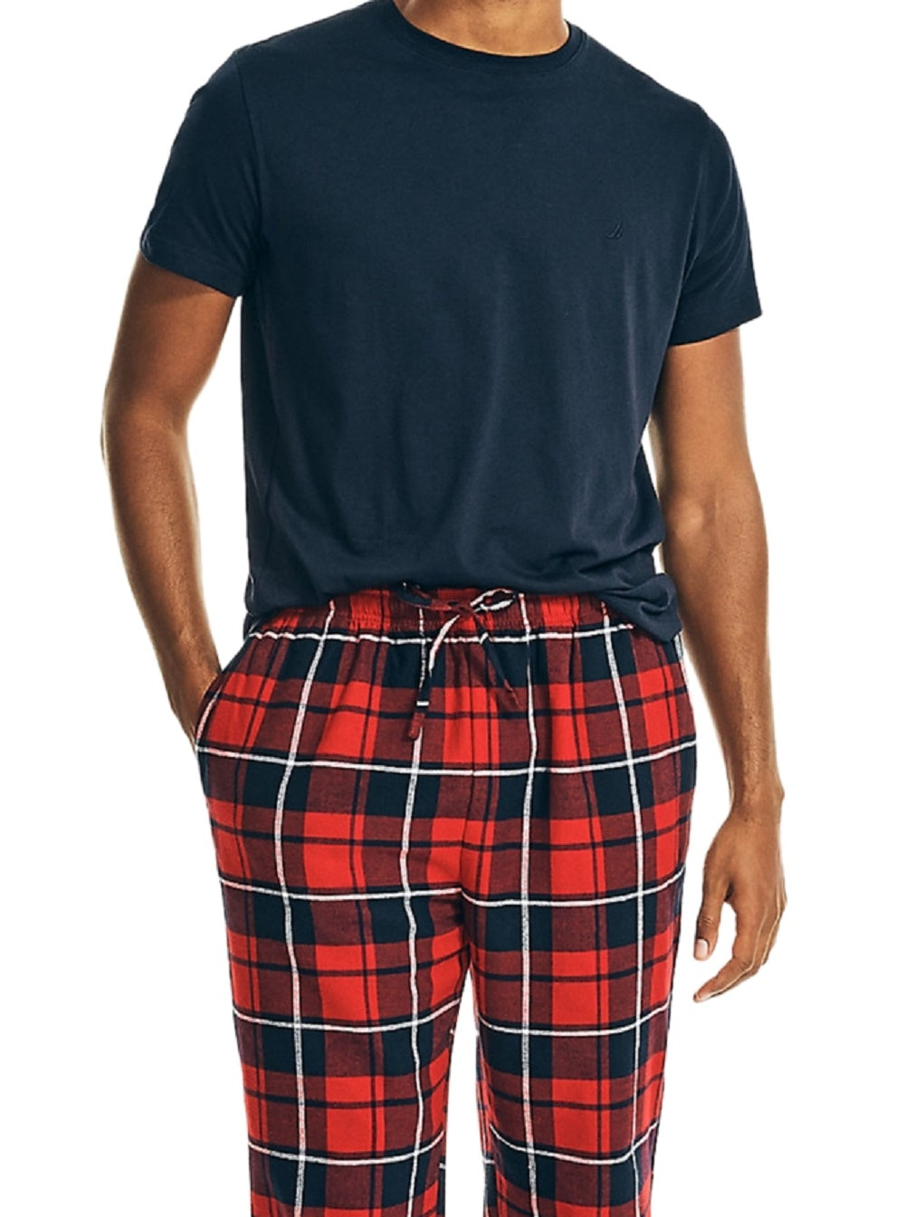 Conjunto de pijama de flanela masculino Nautica azul tamanho X-G