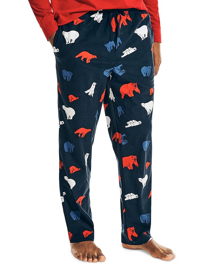 Calça de pijama masculina Nautica Classic Fit com estampa de urso polar, azul, tamanho grande
