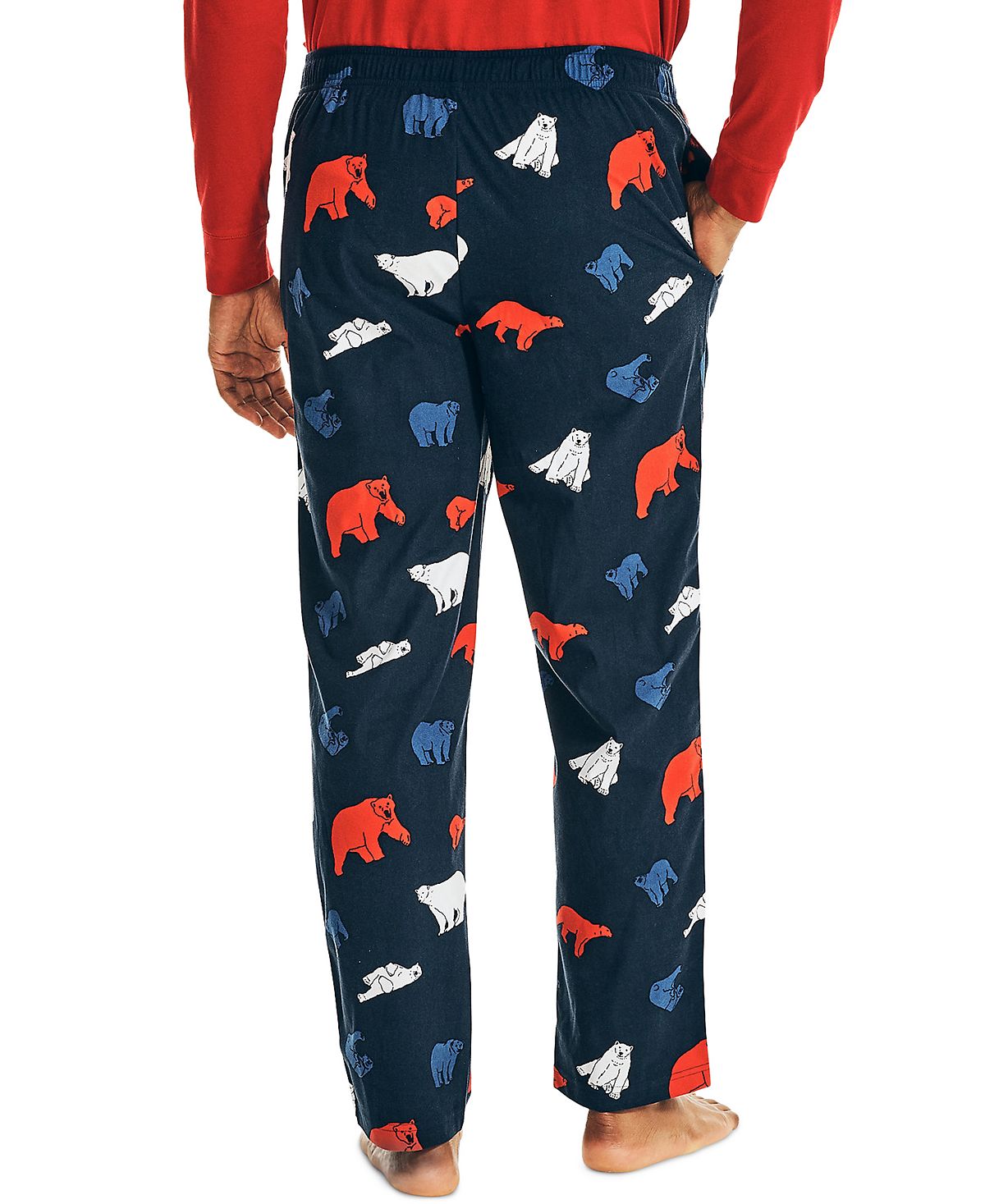 Calça de pijama masculina Nautica Classic Fit com estampa de urso polar, azul, tamanho grande