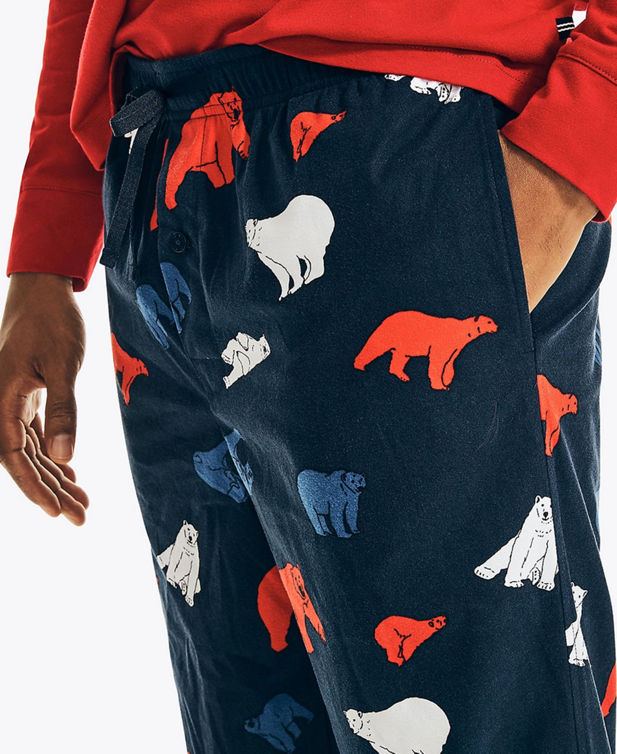 Calça de pijama masculina Nautica Classic Fit com estampa de urso polar, azul, tamanho grande