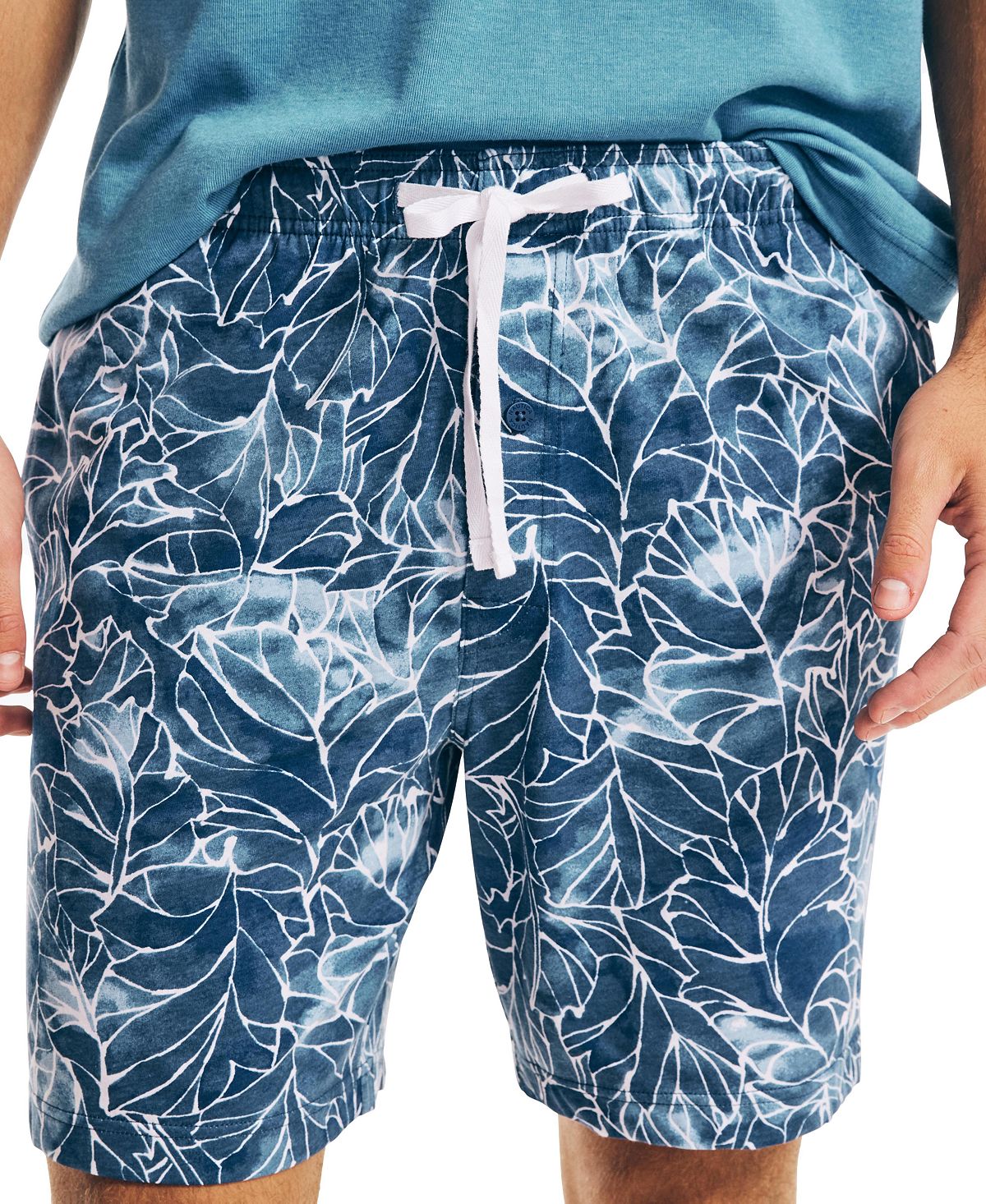 Nautica Masculino Classic Fit Sea Floral Print Algodão Pijama Shorts Azul Tamanho X-G