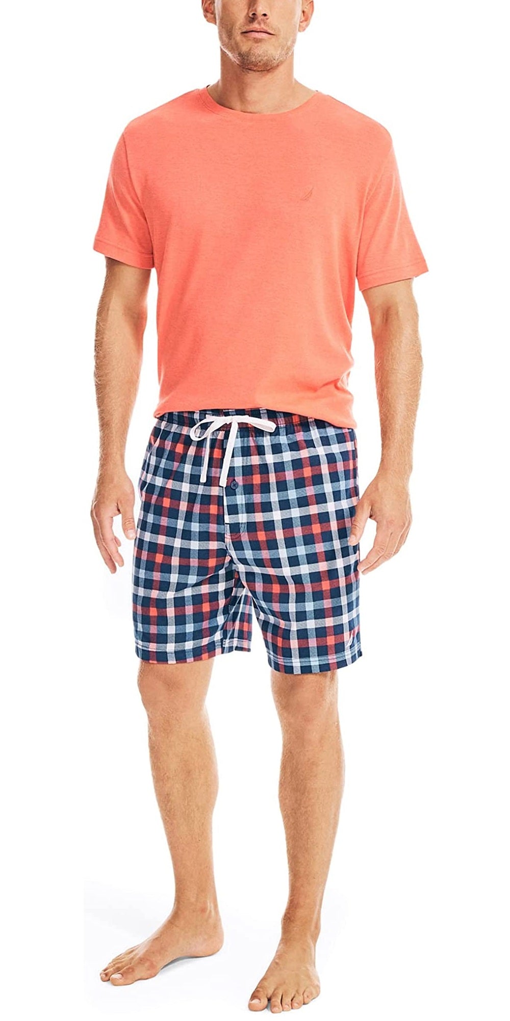 Calça Nautica Masculina Classic-Fit Xadrez Algodão Azul Profundidade Tamanho M