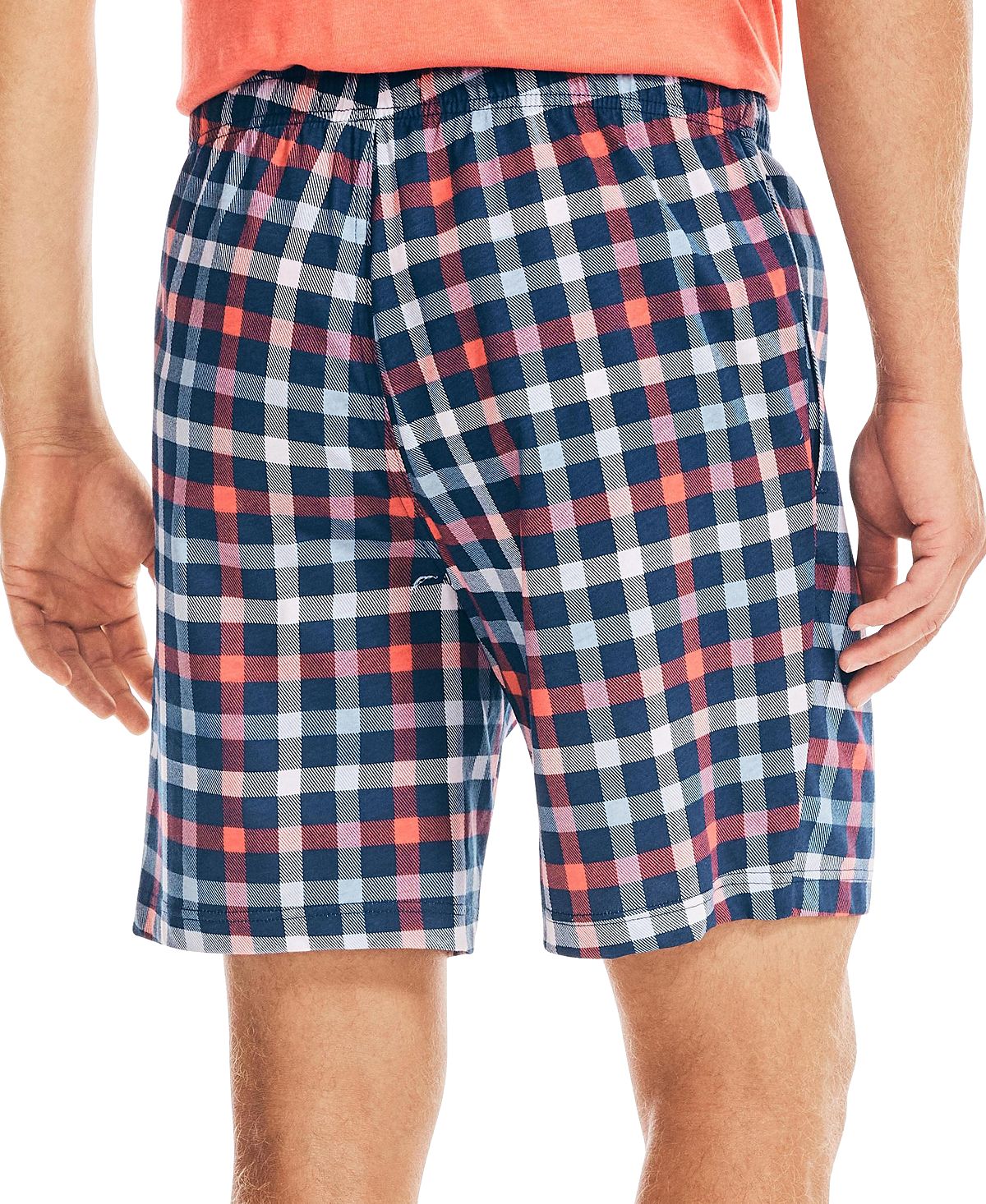 Nautica Shorts de dormir masculino de algodão xadrez com ajuste clássico, azul, tamanho grande