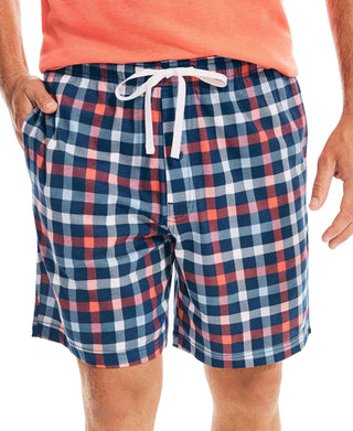 Shorts de dormir masculino Nautica Classic-Fit em algodão xadrez, azul, tamanho GG