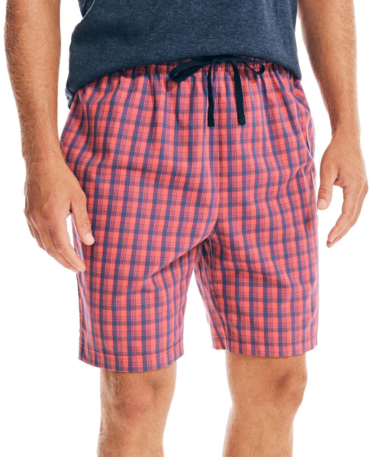 Shorts de dormir masculino Nautica Classic Fit Plaid Popeline vermelho tamanho médio
