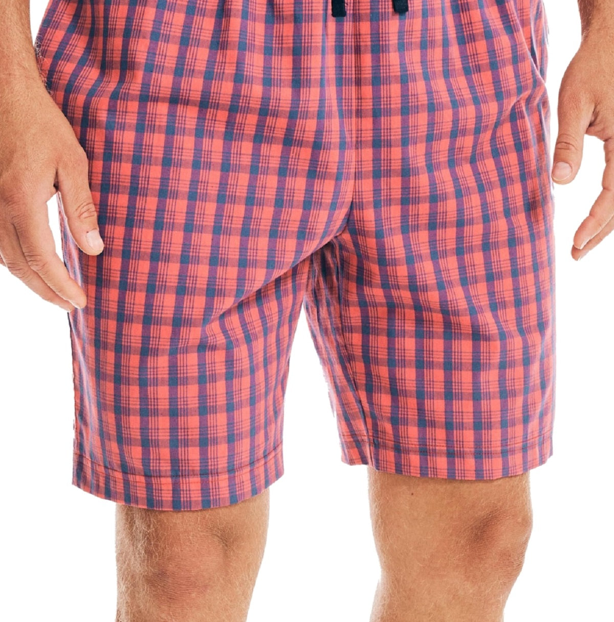 Shorts de dormir masculino Nautica Classic Fit Plaid Popeline vermelho tamanho médio