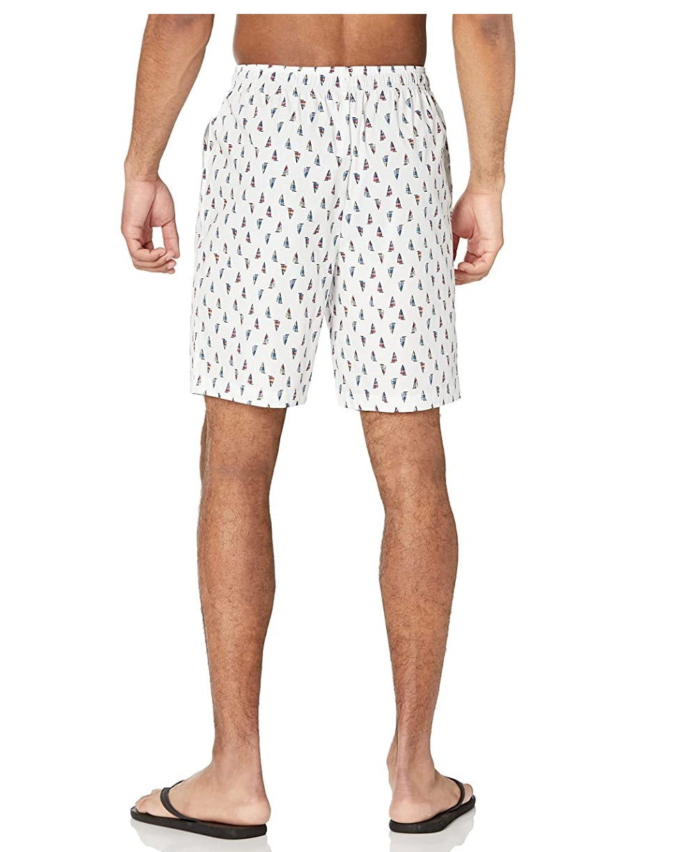 Shorts de dormir masculino Nautica Classic-Fit de algodão popeline, branco, tamanho grande