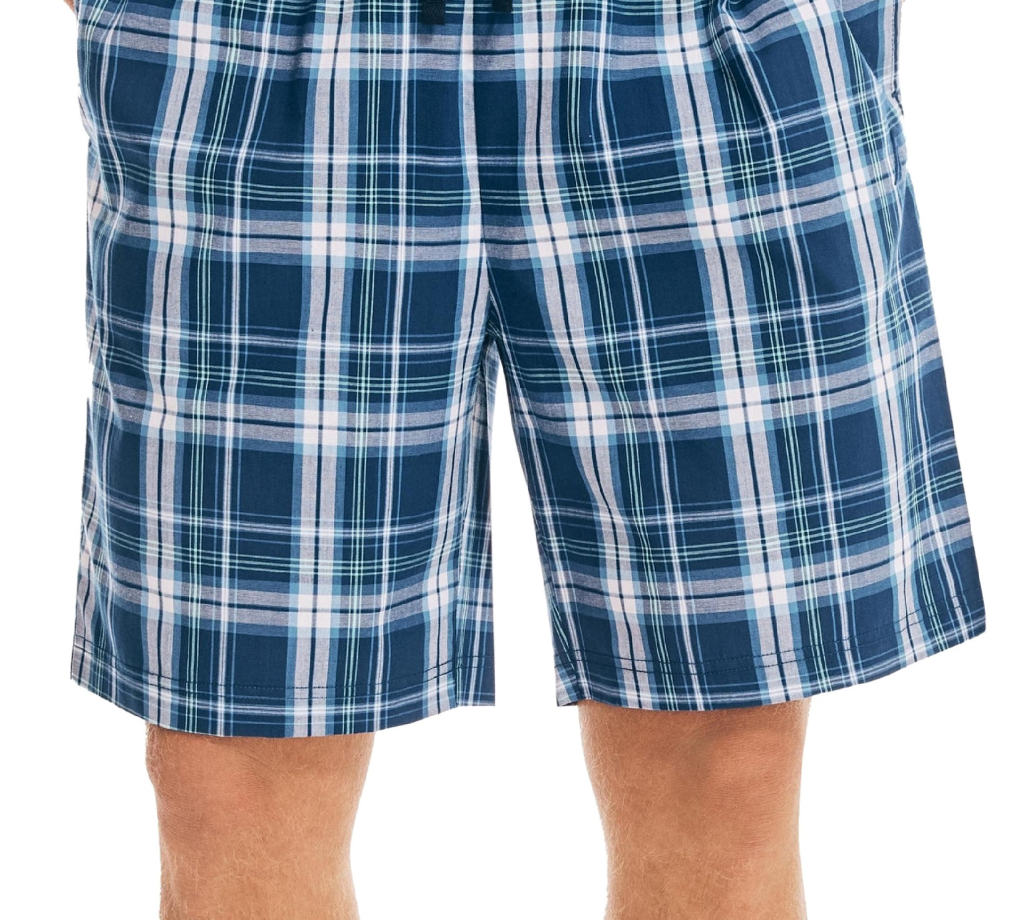 Shorts de dormir masculino Nautica Classic Fit Xadrez de algodão, azul, tamanho M