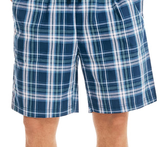 Shorts de dormir masculino Nautica Classic Fit Xadrez de algodão, azul, tamanho M