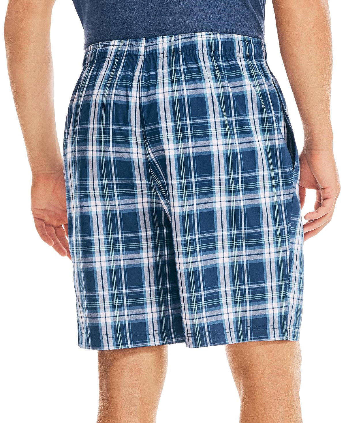 Nautica Shorts de dormir masculino de algodão xadrez com ajuste clássico, azul, tamanho grande