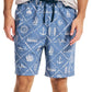 Shorts de dormir masculino Nautica Aloha Classic-Fit com estampa náutica em algodão, tamanho médio, azul