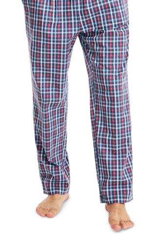 Calça de pijama popeline xadrez masculina Nautica, azul, tamanho extragrande