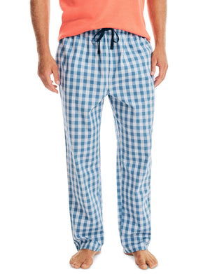Calça de pijama popeline xadrez masculina Nautica, azul, tamanho extragrande