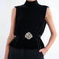 Saloni - Blusa de veludo peplum sem mangas