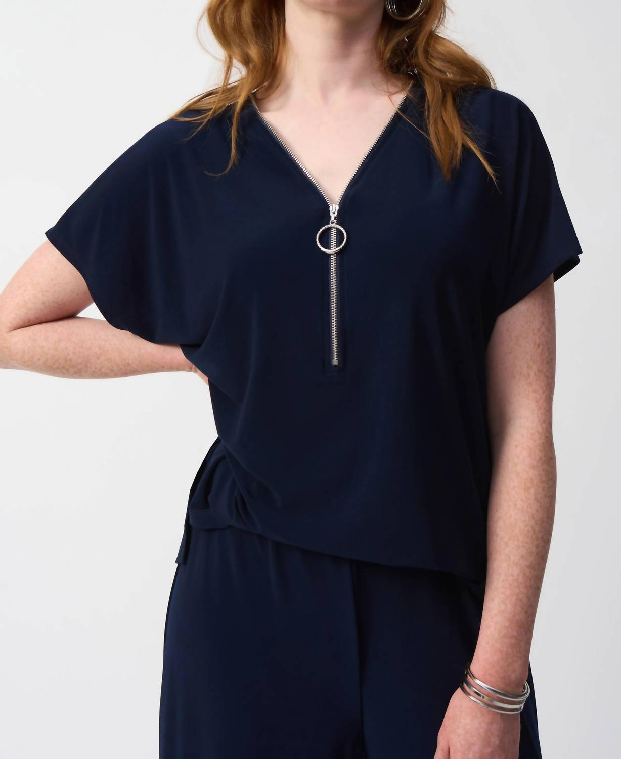 Joseph Ribkoff - V-neck Zip Front Cropped Jumpsuit