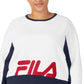 Moletom feminino Fila Calm Graphic Colorblocked, branco, tamanho 4X