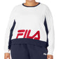 Moletom feminino Fila Calm Graphic Colorblocked, branco, tamanho 4X