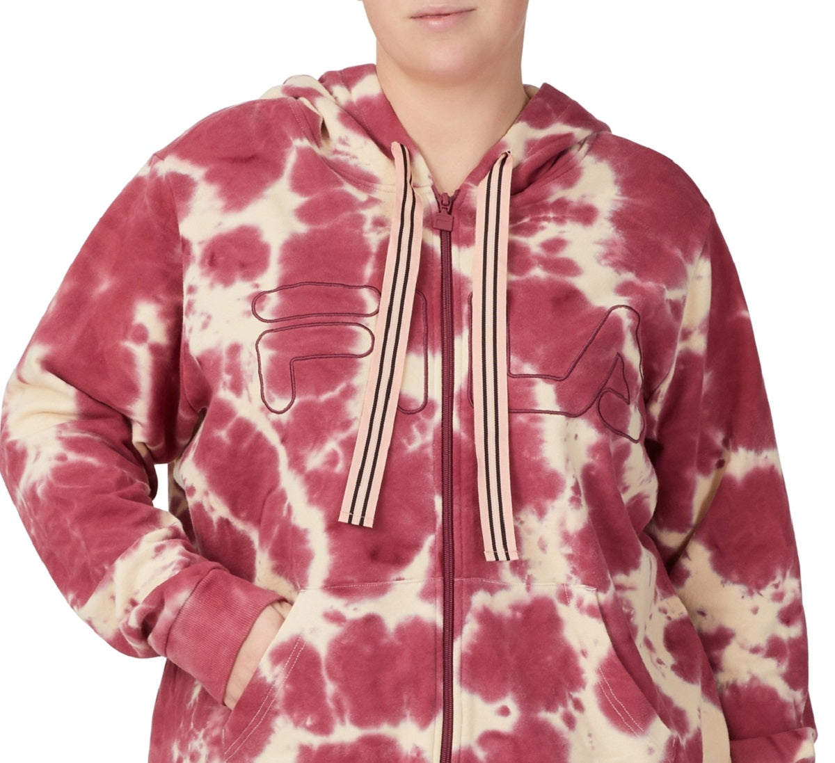 Moletom com capuz feminino Fila Self Love com zíper marrom