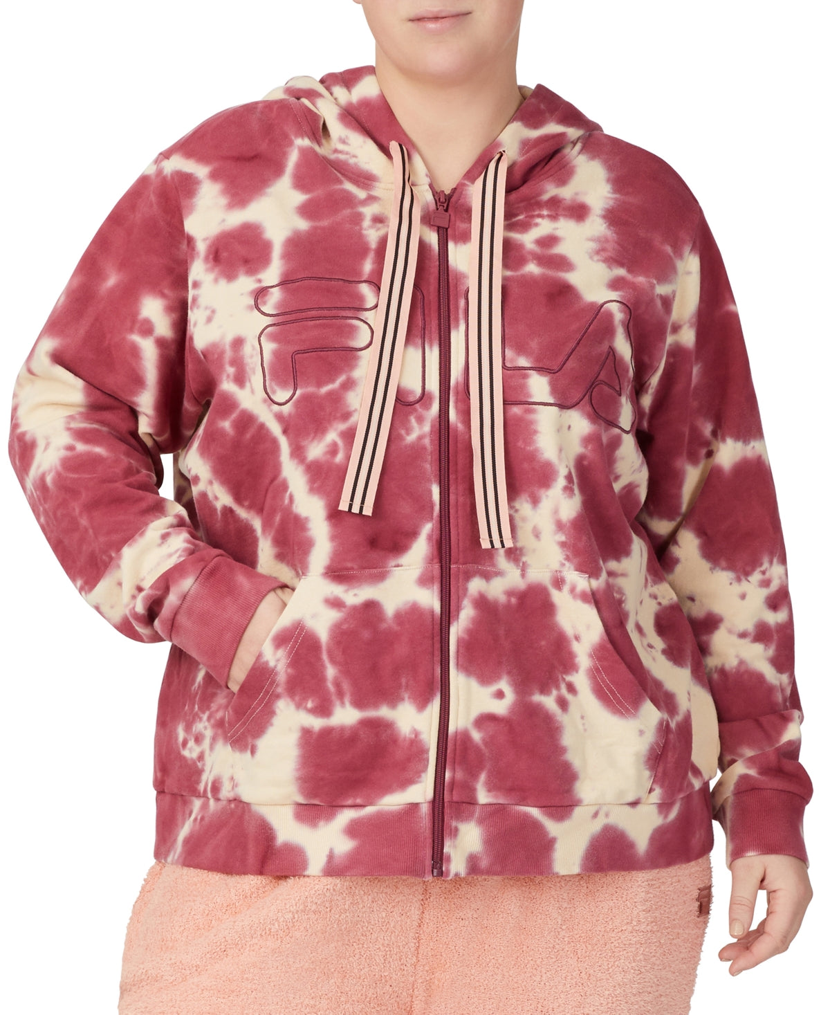 Moletom com capuz feminino Fila Self Love com zíper marrom