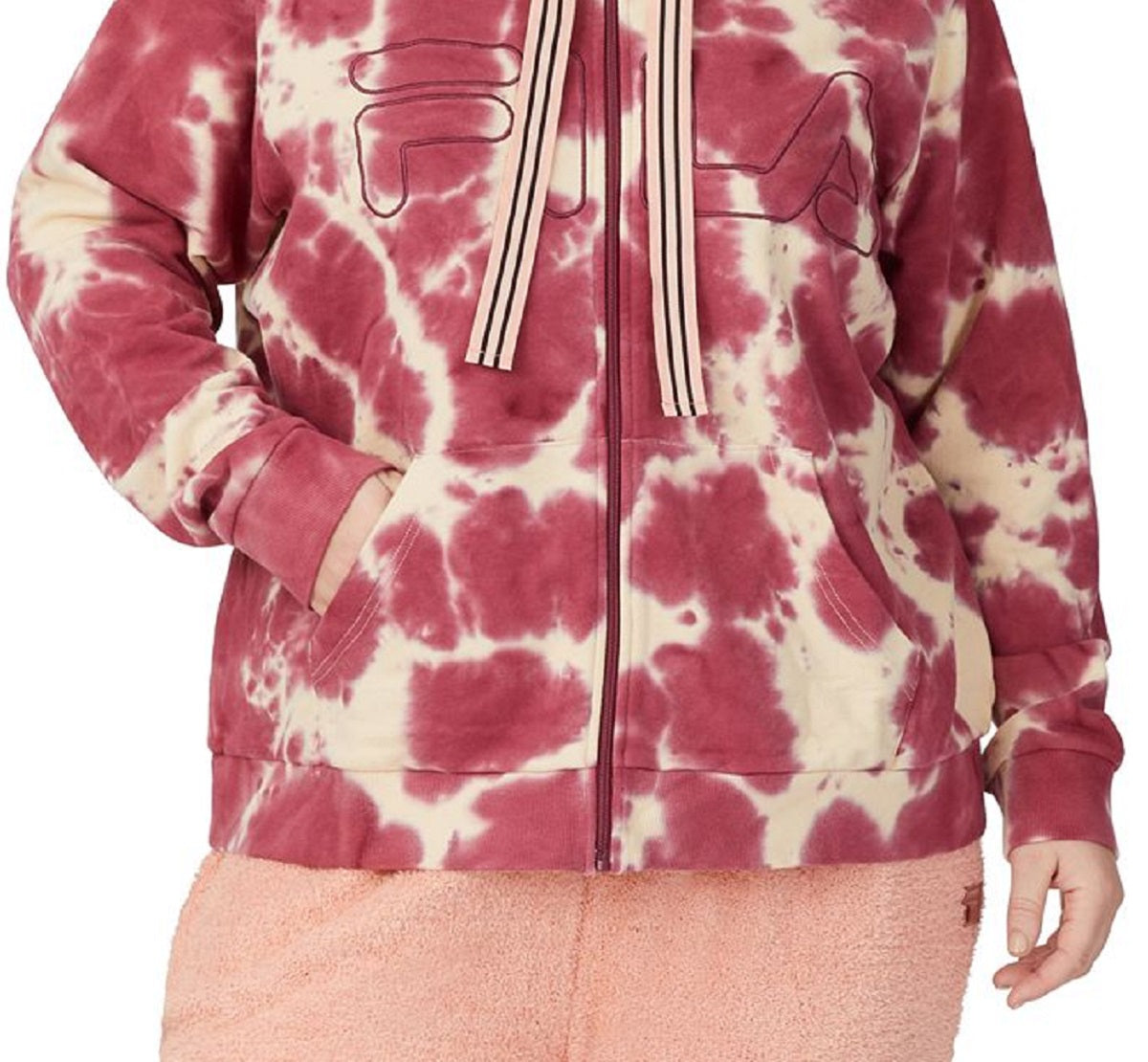 Moletom com capuz feminino Fila Self Love com zíper marrom