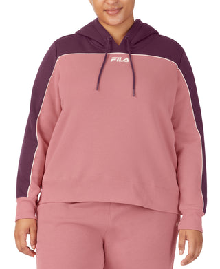 Moletom com capuz feminino Fila Vigor Colorblocked manga comprida vermelho tamanho 1X
