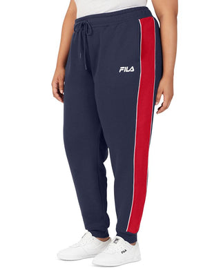 Fila Women's Vigor Mid Rise Colorblocked Fleece Joggers Blue Size 3X