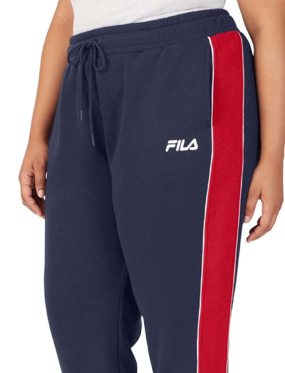 Calça de moletom feminina Fila Vigor Mid Rise Colorblocked Fleece, azul, tamanho 3X