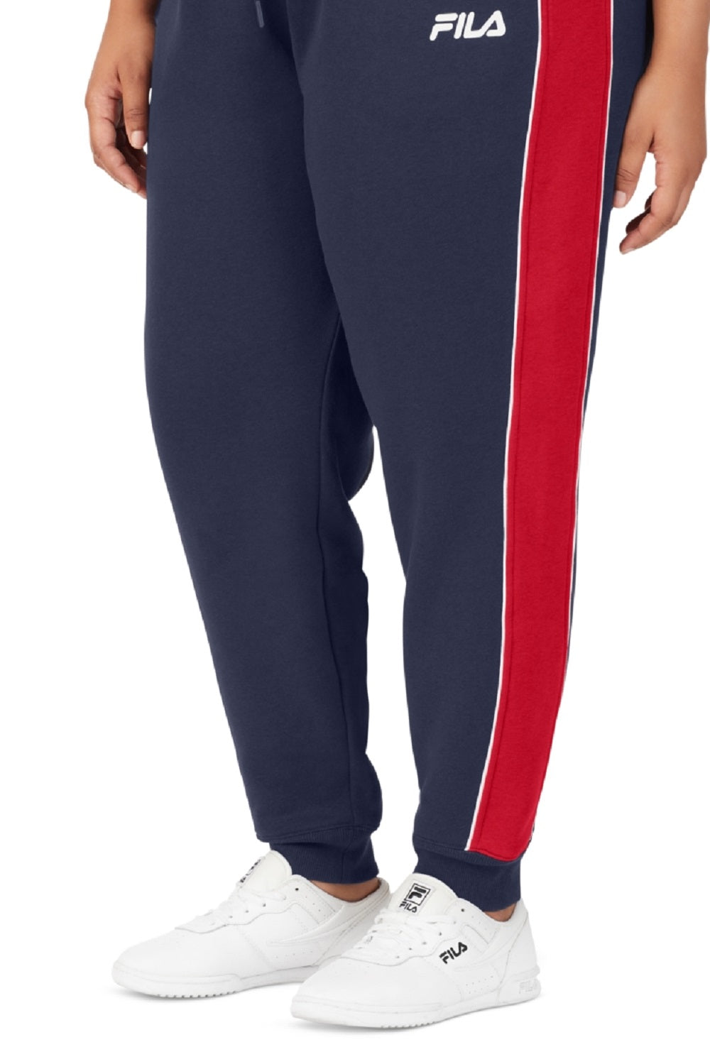 Calça de moletom feminina Fila Vigor Mid Rise Colorblocked Fleece, azul, tamanho 3X