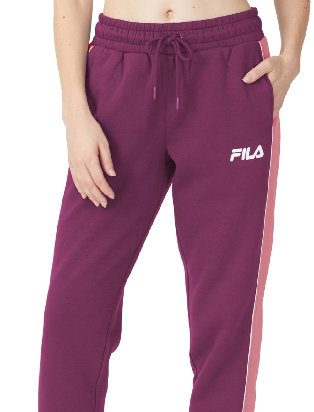 Calça jogger feminina Fila Vigor Mid Rise Colorblocked Fleece Roxa