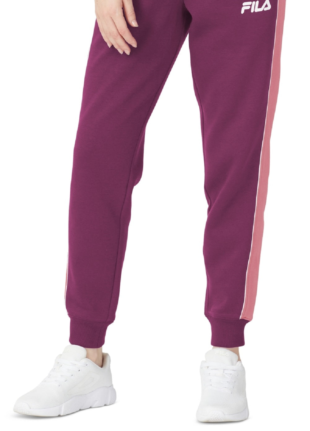Calça jogger feminina Fila Vigor Mid Rise Colorblocked Fleece Roxa