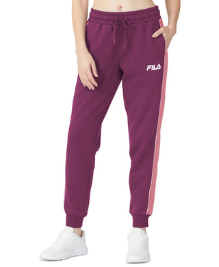 Calça jogger feminina Fila Vigor Mid Rise Colorblocked Fleece Roxa