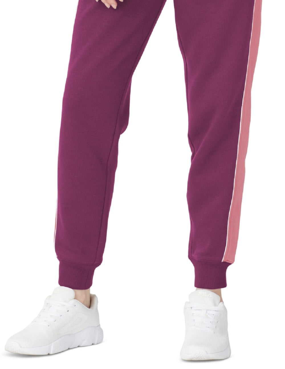 Calça de moletom feminina Fila Vigor Mid Rise Colorblocked Fleece, roxa, tamanho 3X