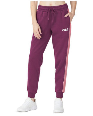 Calça jogger feminina Fila Vigor Mid Rise Colorblocked Fleece Roxa