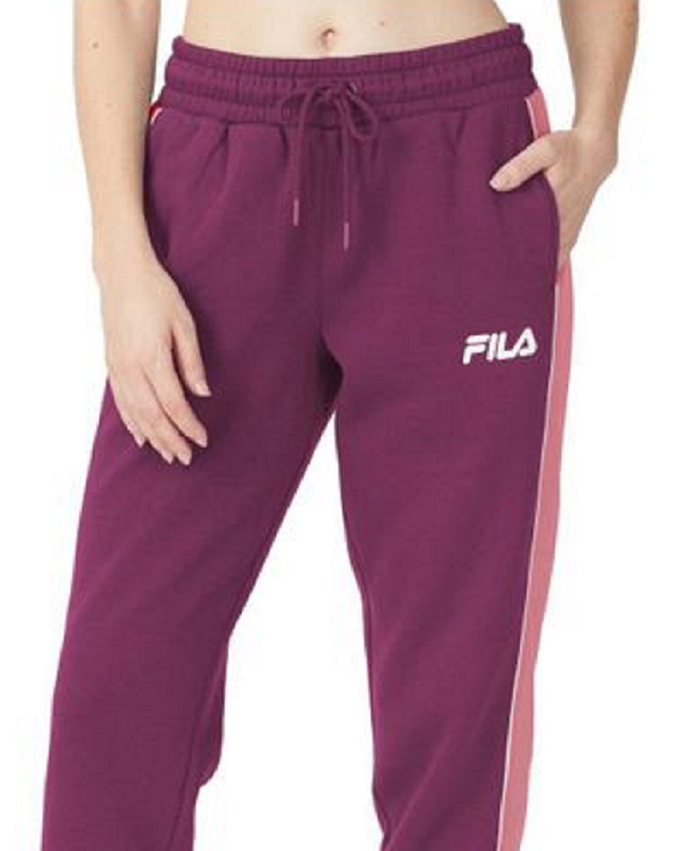 Calça jogger feminina Fila Vigor Mid Rise Colorblocked Fleece Roxa