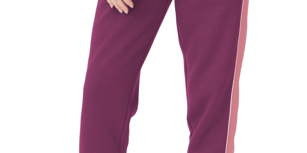 Calça jogger feminina Fila Vigor Mid Rise Colorblocked Fleece Roxa