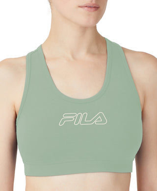 Sutiã esportivo Fila Bloom Logo Pullover feminino, verde, tamanho 2X