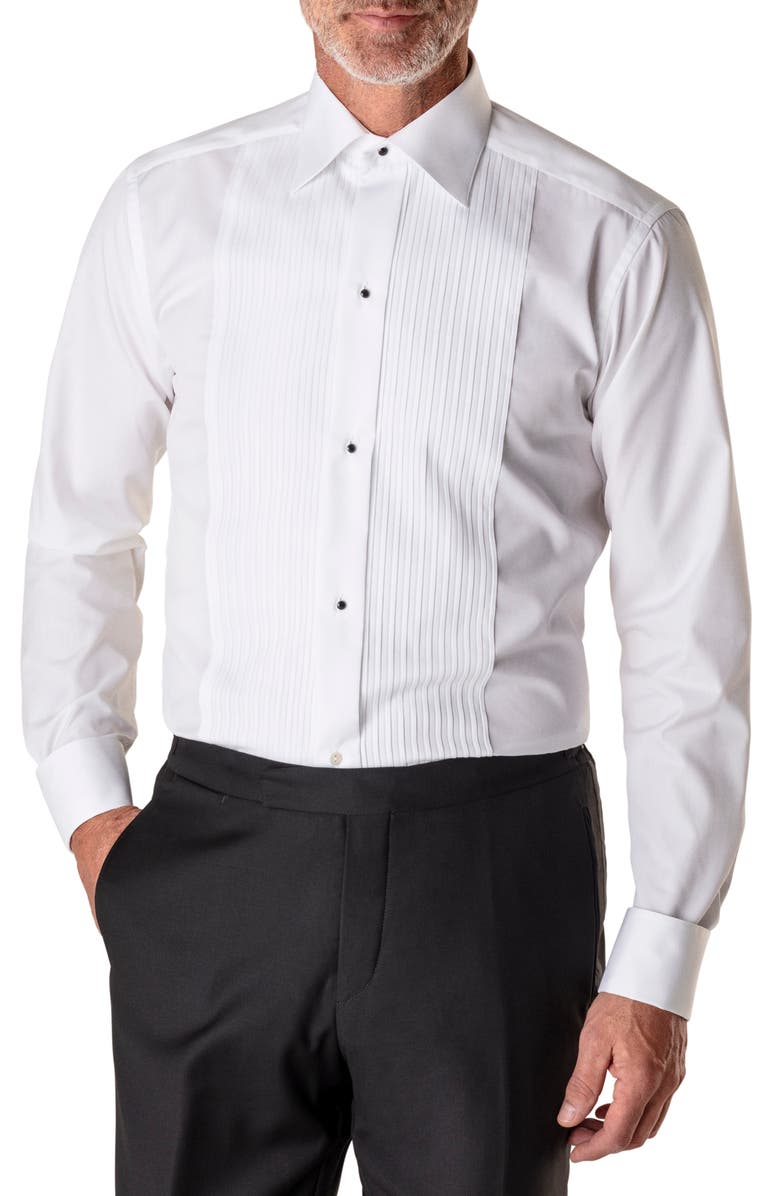 Camisa de smoking Eton masculina slim fit plissada, branca, tamanho 17