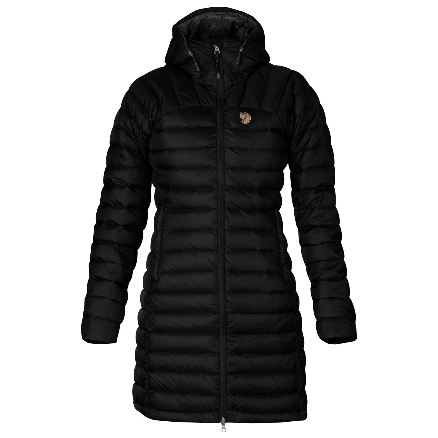 Parka com capuz Snowflake Fjallraven feminina, preta, tamanho X-S