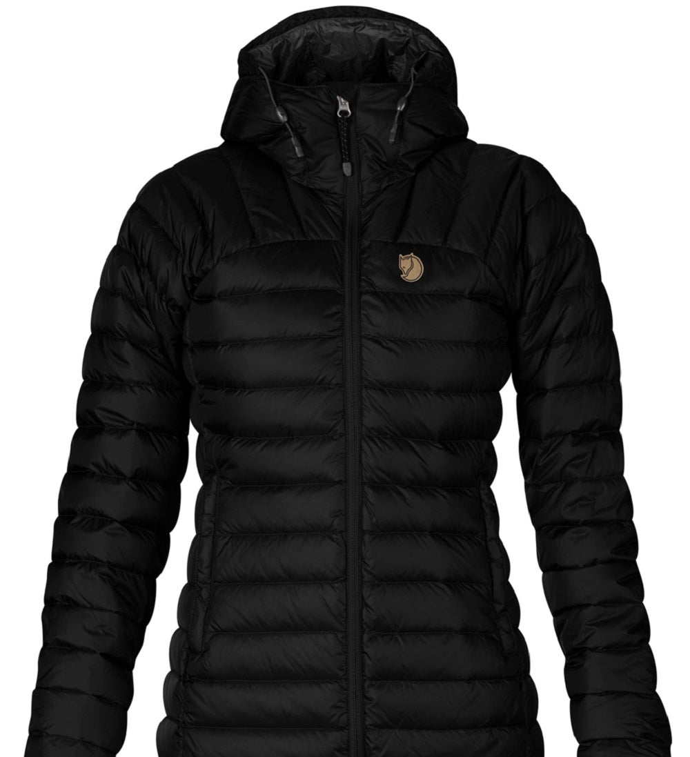 Parka com capuz Snowflake Fjallraven feminina, preta, tamanho X-S