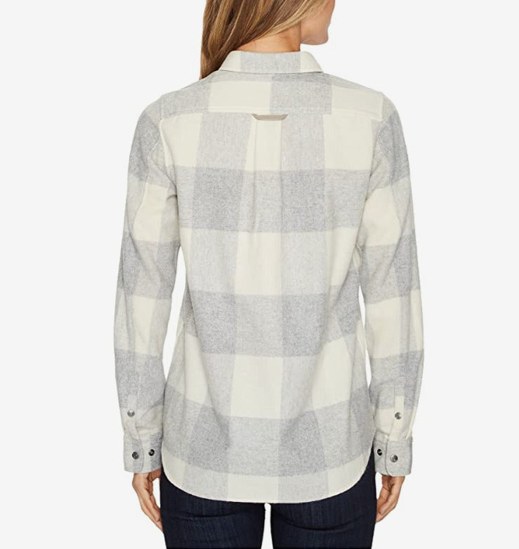 Camisa de caminhada xadrez canadense feminina Fjallraven cinza tamanho extragrande