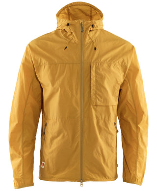 Jaqueta corta-vento High Coast masculina Fjallraven, amarela, tamanho médio
