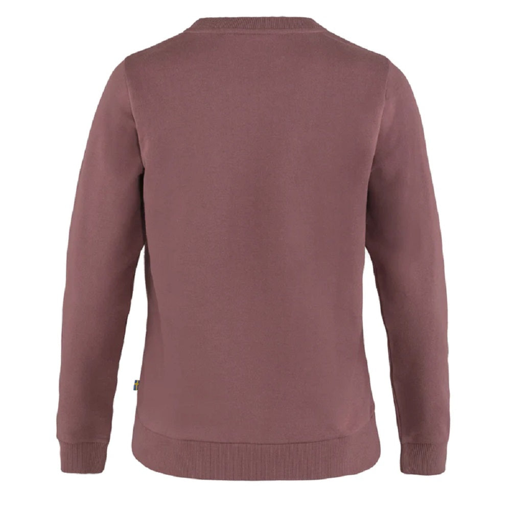 Suéter feminino Fjallraven com logotipo de algodão, roxo, tamanho médio