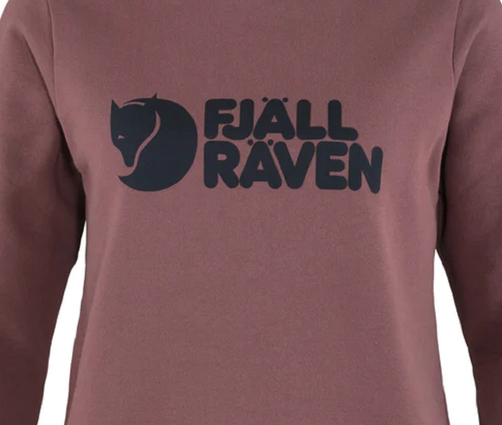 Suéter feminino Fjallraven com logotipo de algodão, roxo, tamanho médio